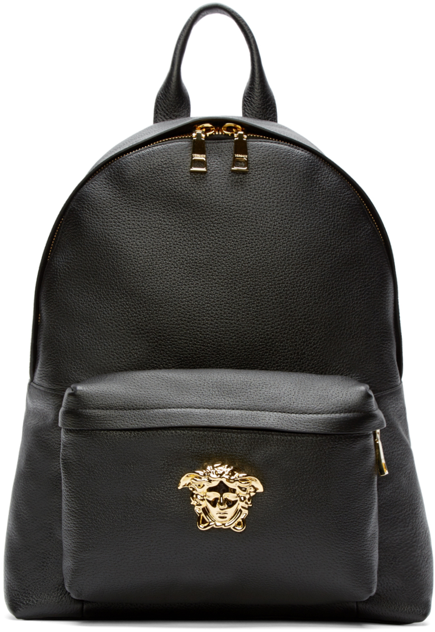 Versace Black Leather Medusa Backpack