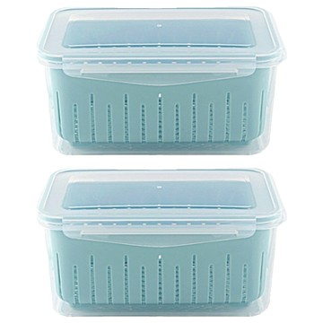 Nanu Dam 瀝水保鮮盒 Set 2  天藍色 2.7L  2個