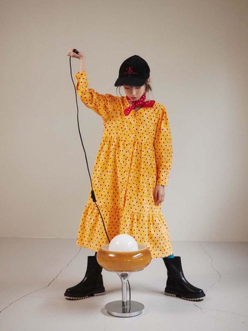 Cotton Heart Overfit Dress [Yellow]