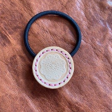 -曼陀羅- 皮革髮束 撫子色