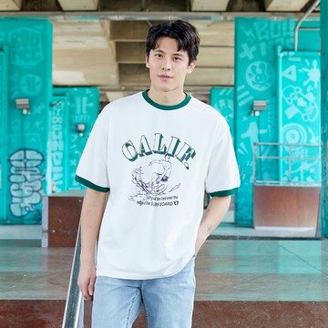 Hang Ten Korean 環保纖維胸前印花短袖T恤-中性(白色)