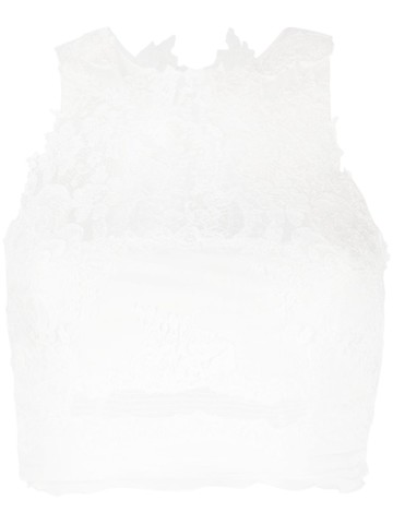 Ermanno Scervino - lace-panelled crop top - women - Cotton/Silk/Polyamide - 42 - White