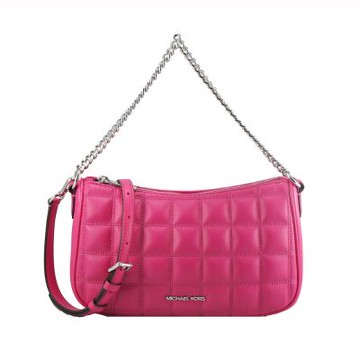 Michael Kors CARMELA新款車縫方格美型手提/斜背包(桃粉)