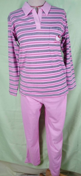 【震撼精品百貨】Hello Kitty 凱蒂貓~衣褲組_條紋粉