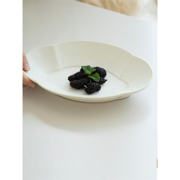 三宅家日式手工家用好看粗陶圓形甜品沙拉盤果盤餐盤子菜盤碗餐具