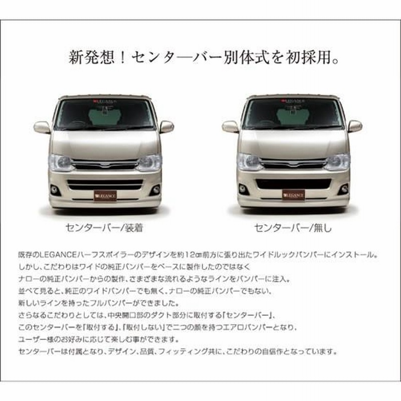 レガンス ハイエース 200系 1-4型 標準ボディ フルバンパー(単品 
