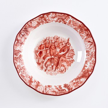 台灣 Vitamin M for Living 謎林奇遇 23公分 緋紅 湯盤碗 鸚