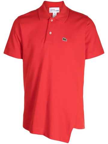 Comme Des Garçons Shirt - x Lacoste asymmetric logo-patch polo shirt - men - Cotton - M - Red