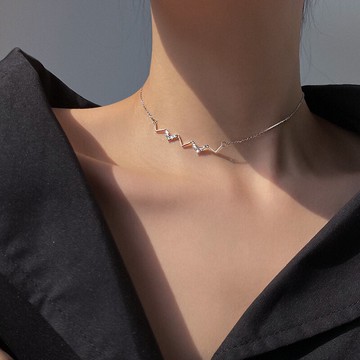 925純銀頸鏈女鎖骨鏈年新款潮choker項圈頸帶冷淡風輕奢項鏈