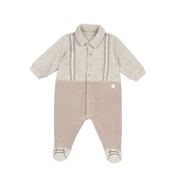 可可小熊-假兩件式吊帶有領前開兔裝