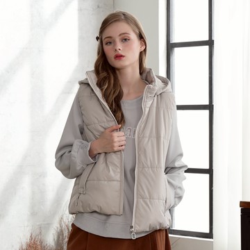 【CUMAR】超輕可拆式連帽科技羽絨棉背心 黑 卡 米(魅力商品)