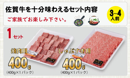 佐賀牛 A5 ランク保証！ 焼肉 しゃぶしゃぶすき焼き 厳選部位 合計800g（400g×各１P）C210-005