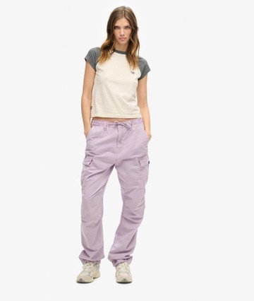 Superdry Women's Women's Low Rise Parachute Cargo Pants Purple / Soft Lilac - Size: 30/32