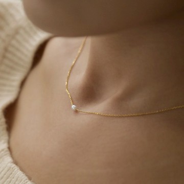 珍珠米粒純銀項鍊 | 天然珍珠 | 耐看。兩色可選