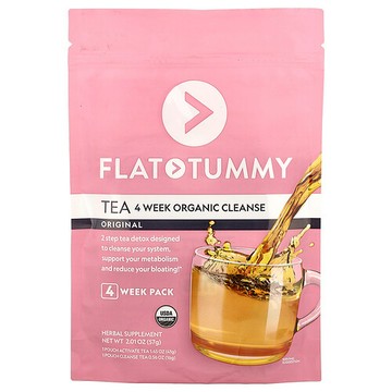 Flat Tummy, 茶，4 週有機清潔配方，原味，2.01 盎司（57 克）
