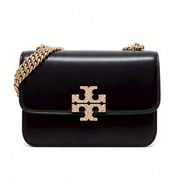 [平輸版]TORY BURCH ELEANOR 雙T水鑽LOGO鏈帶包(小/黑)真品平輸