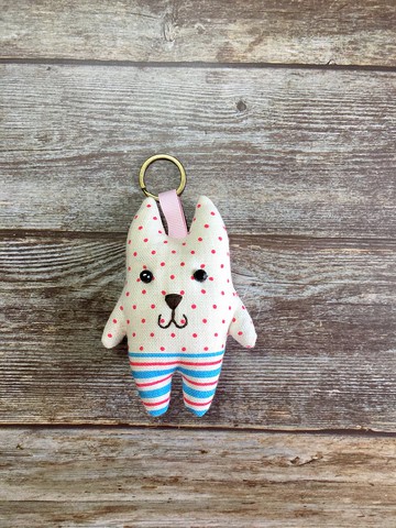 橫條褲點點-貓咪鑰匙圈