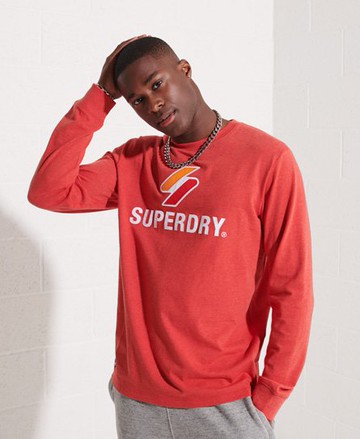 Superdry Men's Men's Code Logo Applique Long Sleeve Top Red / Risk Red Marl - Size: XS