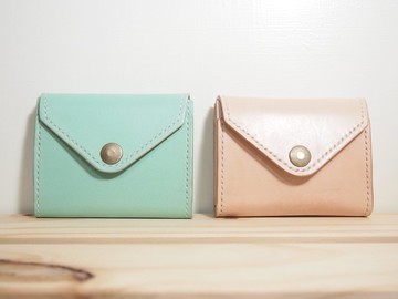 胖嘟嘟手工皮革零錢包 信封造型 多種顏色
