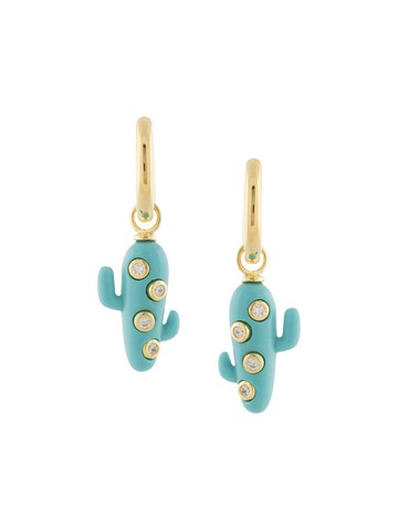Eshvi - cactus-charm earrings - women - Metal/Plastic - One Size - Blue