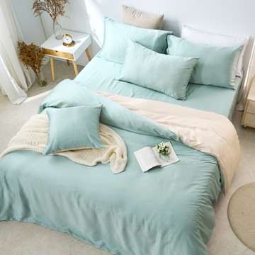 床包被套組(鋪棉兩用被套)-單人/60支/ 萊賽爾天絲三件式 / 燕麥奶綠 台灣製