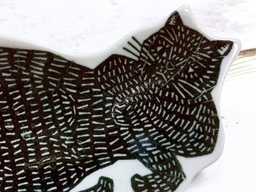 倉敷意匠 KATA KATA 貓咪盤 印判手豆皿 / 黑貓 (94722)