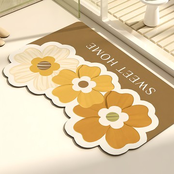 半島良品 美拉德花朵吸水墊  60 x 40cm  花的日光浴 棕色  1個