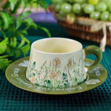 風鈴花咖啡杯碟茶具女生陶瓷杯高顏值咖啡杯子辦公室水杯馬克杯