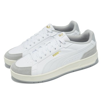 Puma 休閒鞋 Court Classico Sport 男鞋 白 灰 復古 皮革 小白鞋 40073102