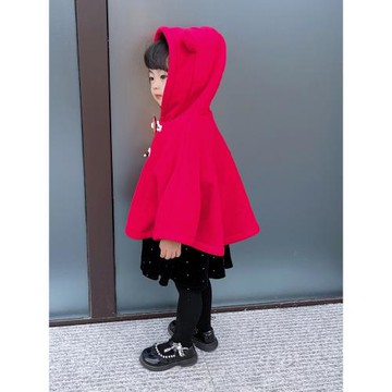 2025男女寶寶英倫學院風牛角扣披肩外出斗篷童裝加厚披風保暖外套