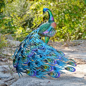 歐美風網紅抖音拍攝道具家居工作室鐵藝輕奢室內外大尾巴孔雀擺件