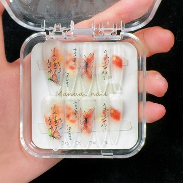 🎀台灣出貨🎀 穿戴甲 秋冬小眾古風穿戴國風清新手工新款水墨顯白可拆卸高級美甲氣質