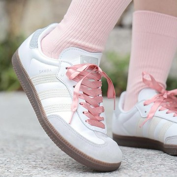 ADIDAS SAMBA OG W 米白粉 緞帶 紋理感 女鞋 國外限定 JQ3506