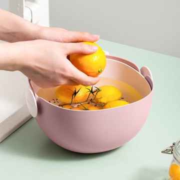 述物雙層塑料瀝水籃廚房洗菜筐水果盆水果盤收納籃洗菜盆清倉價！