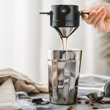 棱角保溫杯咖啡二件組(棱角保溫杯460ml-共3色/咖啡濾網) 銀