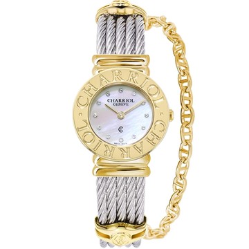 CHARRIOL 夏利豪 St-Tropez 經典鎖鏈鋼索腕錶 新年開運 送禮推薦-24.5mm P28C54326