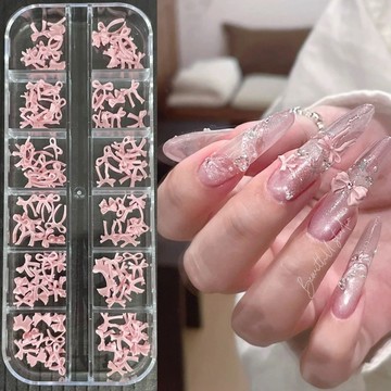 🎀台灣出貨🎀 ins粉色迷你蝴蝶結美甲小飾品網紅爆款穿戴甲光療甲領結飄帶配飾 美甲工具 美甲飾品 美甲材料 美甲裝飾