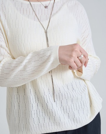 船型領立體織紋混羊毛針織上衣(兩色)