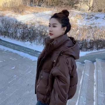 香港美拉德穿搭羽絨棉服女短款2023冬新款歐貨棉襖小個子棉衣外套