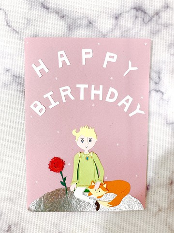 【客製款】粉紅星球生日卡-(下單前請討論)