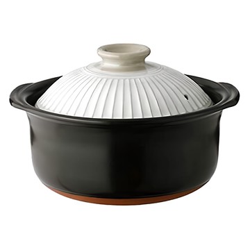SAJI 佐治陶器 菊花粉引系列 3合炊飯鍋 日本製  22.5cm  黑色 + 白色  1個