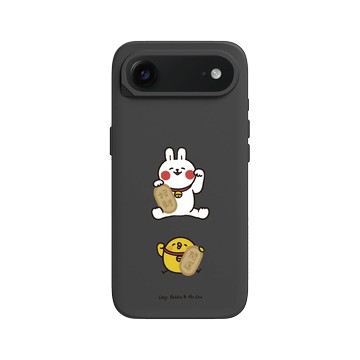 iPhone Air SolidX 黑 - 懶散兔與啾先生 Lazy Rabbit and Mr.Chu - 好運都來