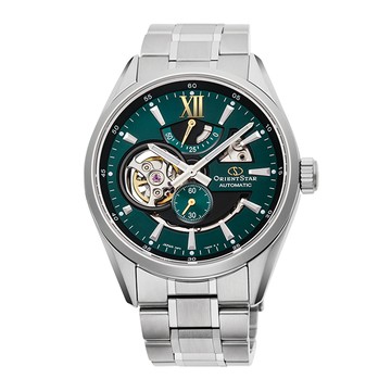 ORIENT STAR 之星 OPEN HEART系列 鏤空機械錶 鋼帶款 RE-AV0114E 綠色 - 41.0mm