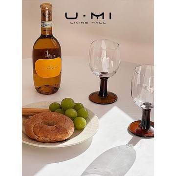 U Mi LIVING·珊妙|酒具法式紅酒杯中古琥珀色高腳玻璃杯香檳杯子