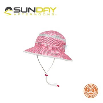 Sunday Afternoons 兒童抗UV防潑透氣圓桶帽 粉紅幾何折線 Kids Fun Bucket