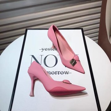 香港少女小清新淺口細跟高跟鞋女2025新款百搭春秋季尖頭單鞋真皮