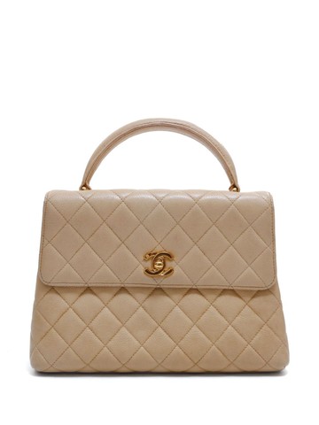 CHANEL Pre-Owned - 1997 CC turn-lock top-handle bag - women - Caviar Leather - One Size - Neutrals