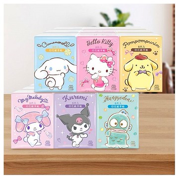 ONEDER 旺達棉品~三麗鷗系列印花紙手帕(8抽x9包) 款式可選
