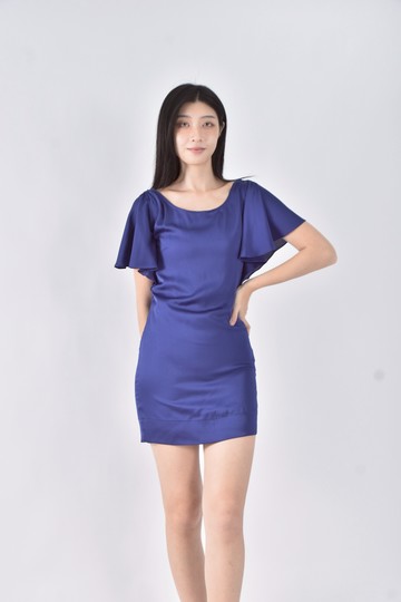 (XS（含）以下) iroo傘袖藍色洋裝