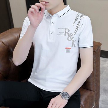 2024春夏季新款男士純棉短袖t恤潮流帶領POLO衫男裝體恤丅上衣服